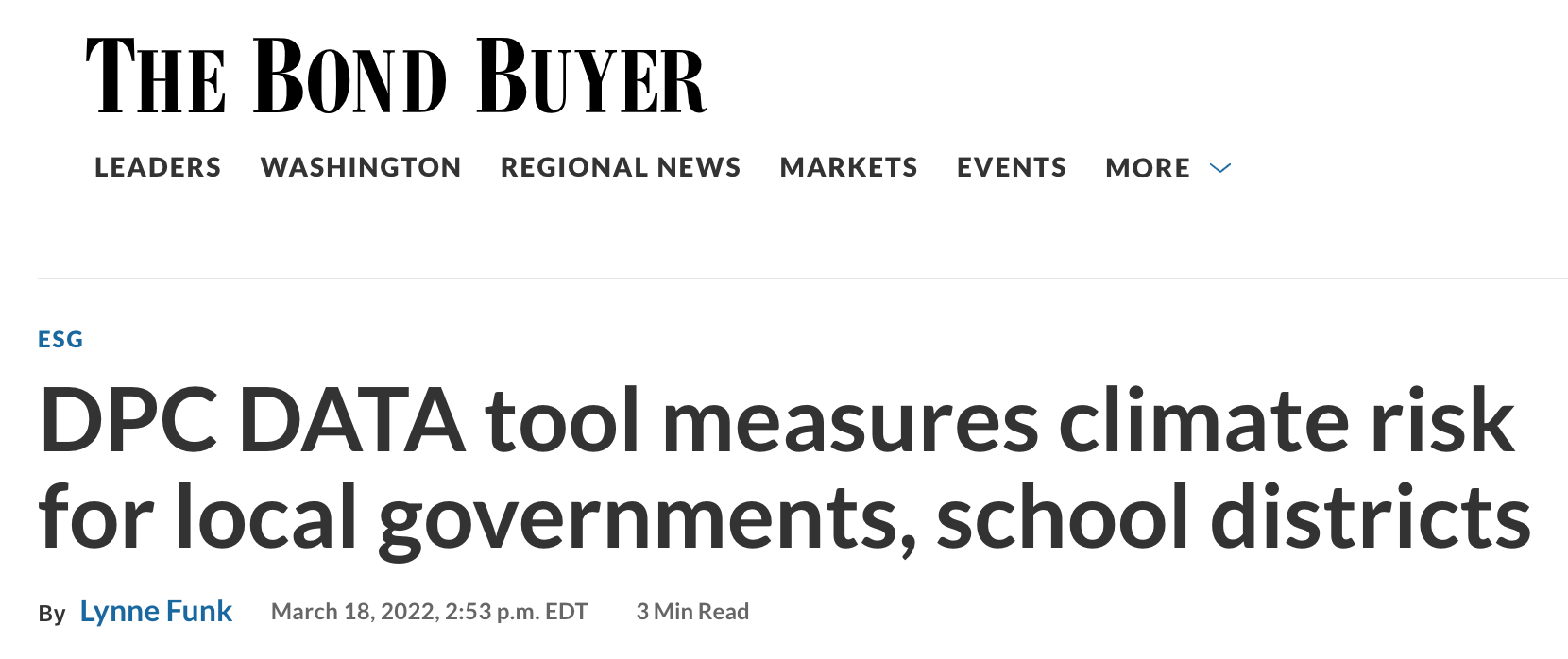 ARTICLE] DPC DATA Tool Measures Climate Risk for Local Governments, School  Districts - DPC DATA
